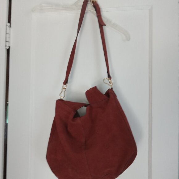 Vince Camuto Maroon suede leather hobo bag NWT